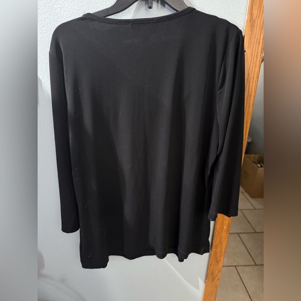 Dana Buchman Beaded Embellished Scoop Neck Black Dress Top Women's L - Picture 3 of 3